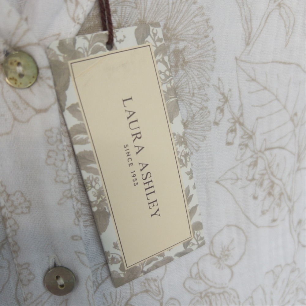 Laura Ashley White and Beige Floral Button-Front Blouse - Picture 8 of 16